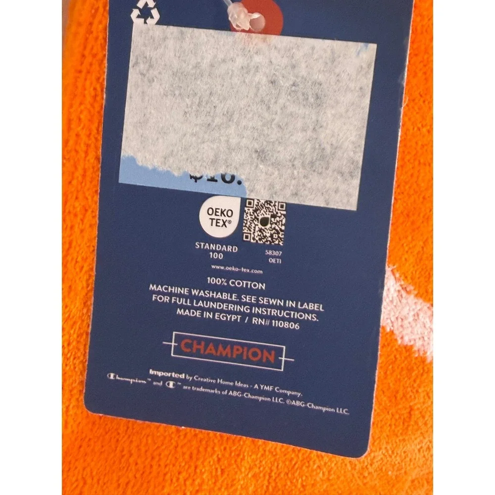 Champion Basketball Court Jacquard Beach Towel Orange 100% Cotton 36x72 NWT